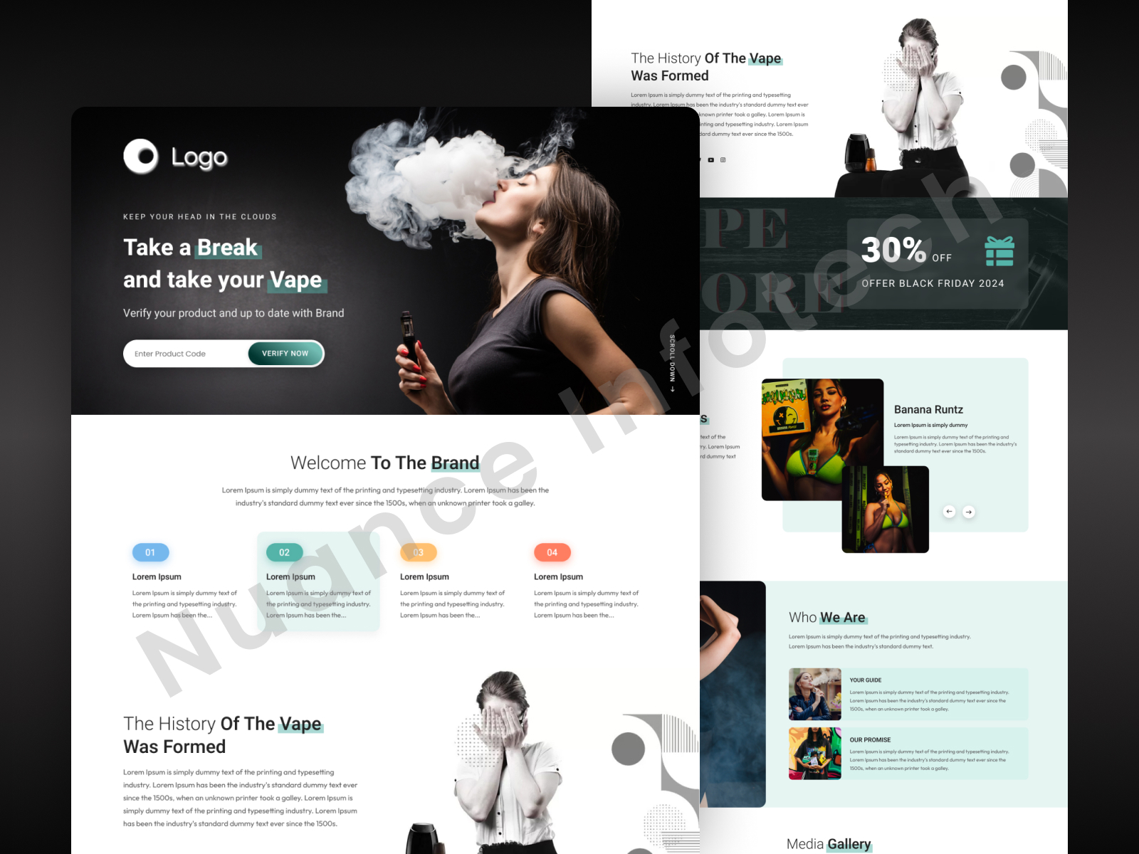 Vape Brand Product Verification Landing Page UI