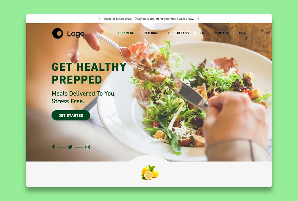 Healthy Meal Prep & Food Delivery Homepage UI Design
